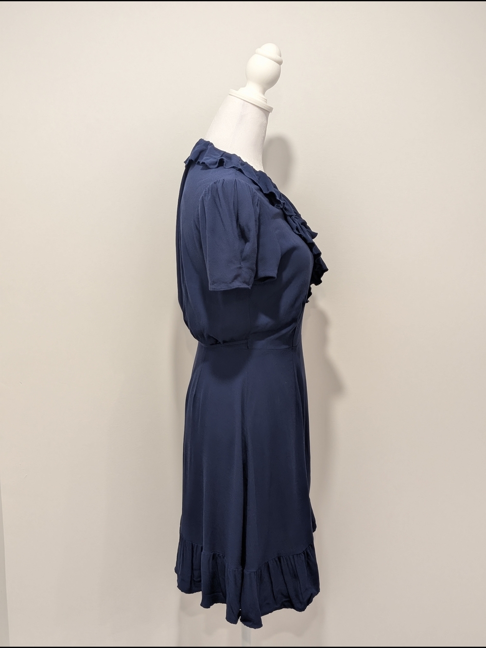 Sunday Best Ruffle Wrap Mini Dress - Navy - Picture 5 of 11